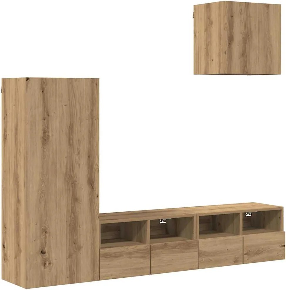 vidaXL Unități pentru Pereți de TV 4 pcs Stejar Artizanal