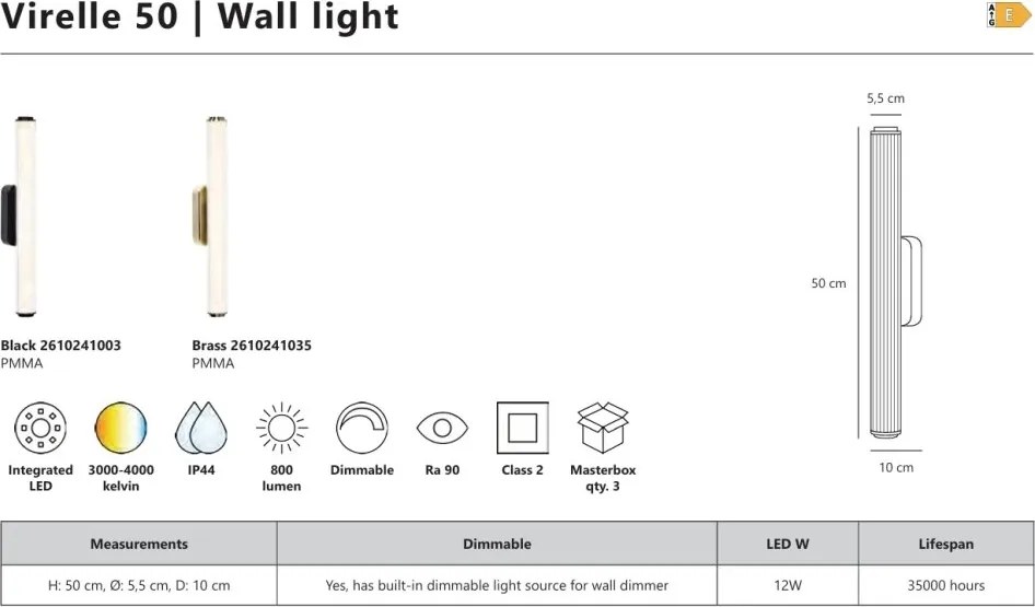 Aplica de perete LED baie IP44 Virelle negru