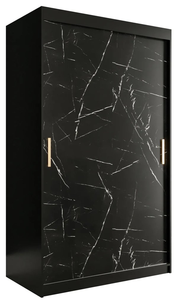 Dulap de haine 120 cm Marbelo T (mat negru + marmură neagră). 1064537