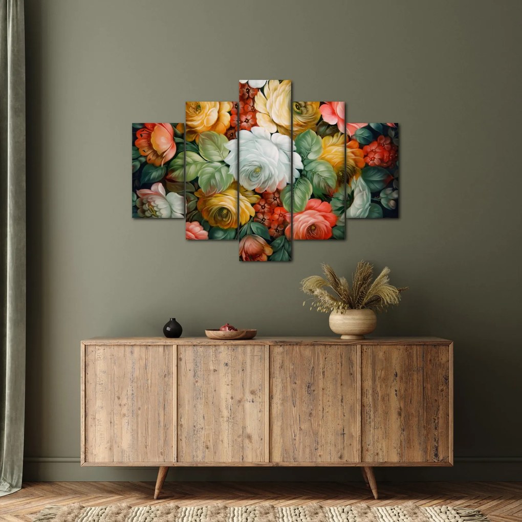 Tablou cu buchet pictat de flori (150x105 cm)