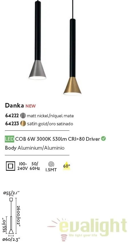 Pendul LED stil modern minimalist DANKA auriu 64223
