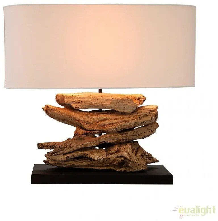 Lampa de masa realizata manual din lemn de tec, Riverine natur A-36786 VC
