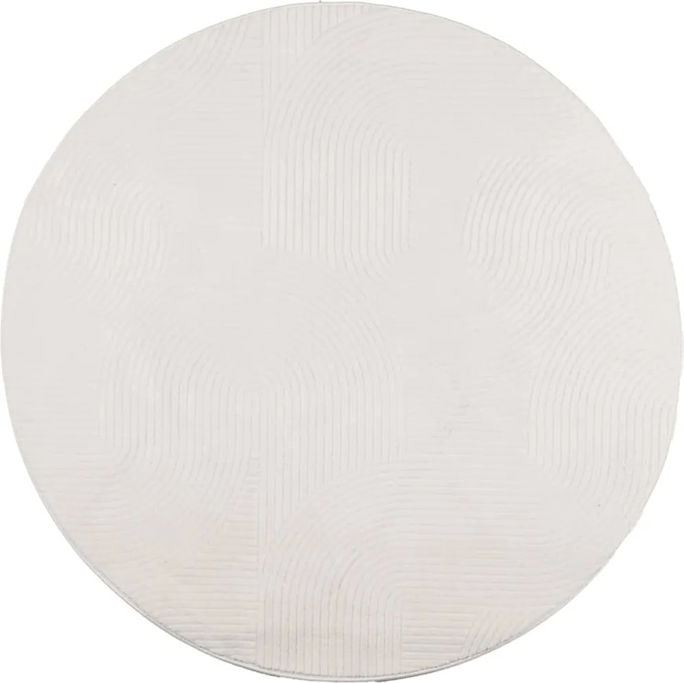 vidaXL Covor IZA aspect scandinav, cu fire scurte, crem, Ø 80 cm