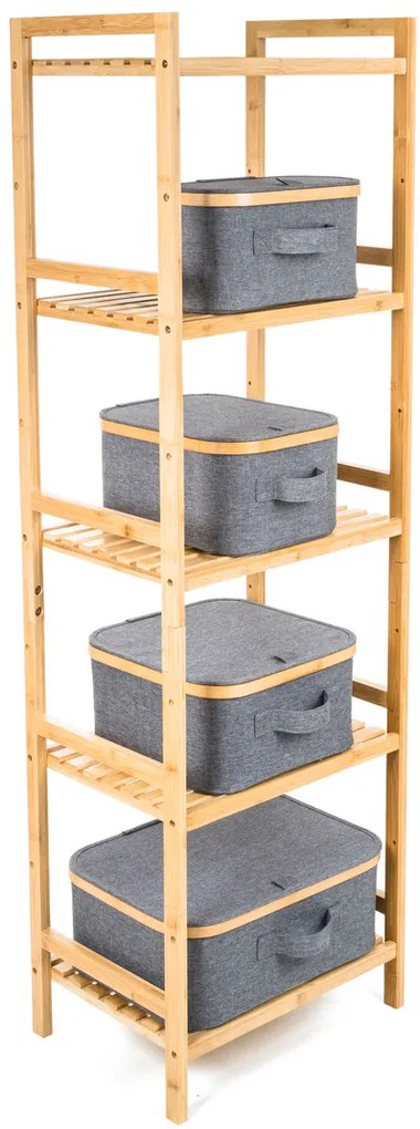 Cutie de depozitare G21 40 x 30 x 15 cm, dinbambus cu capac, gri