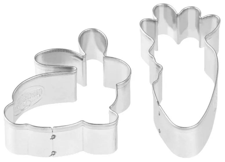 Set 2 modelatoare biscuiti Dr.Oetker 1877, Morcov si iepure, Otel inoxidabil, Argintiu