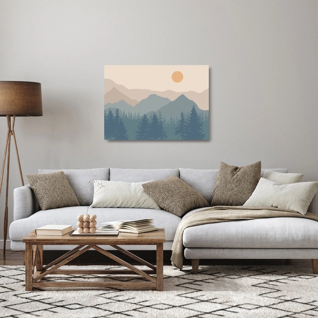 Tablou pe sticlă - Munții Turcoaz N⁰1 (70x50 cm)