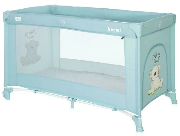 Lorelli - Patut pliant cu un nivel Noemi Surf Teddy, 120x60 cm, Albastru