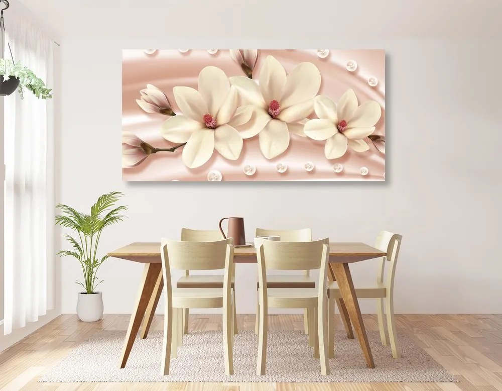 Tablou magnolie de lux cu perle
