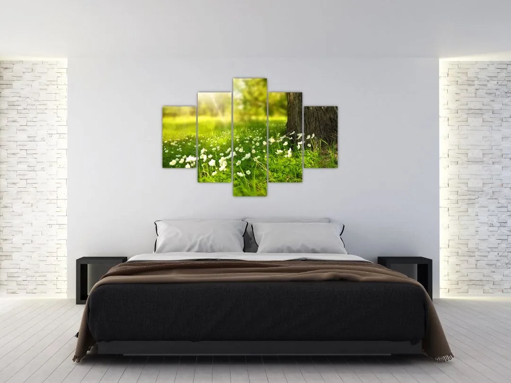 Tablou cu poiana și flori (150x105 cm)