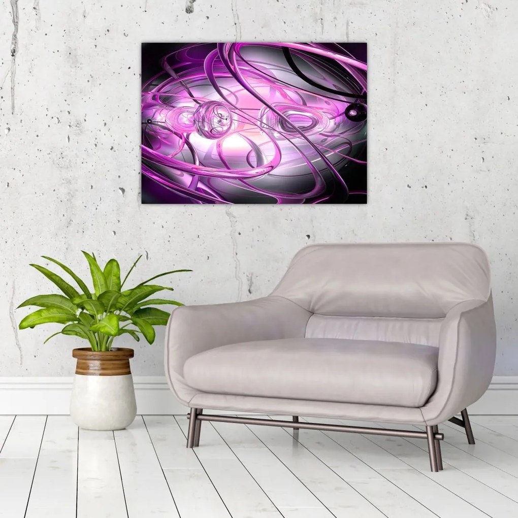 Tablou pe sticlă cu abstracție frumoasă în violet (70x50 cm)