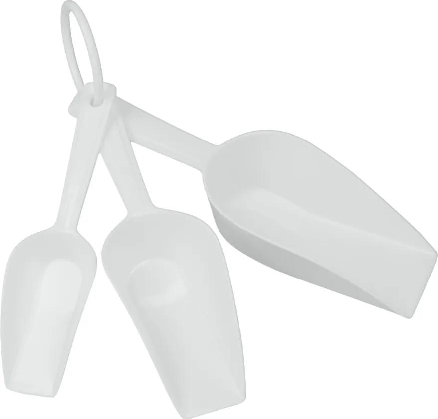 Set 3 măsurători din plastic în formă de lopată Metaltex Scoops, alb