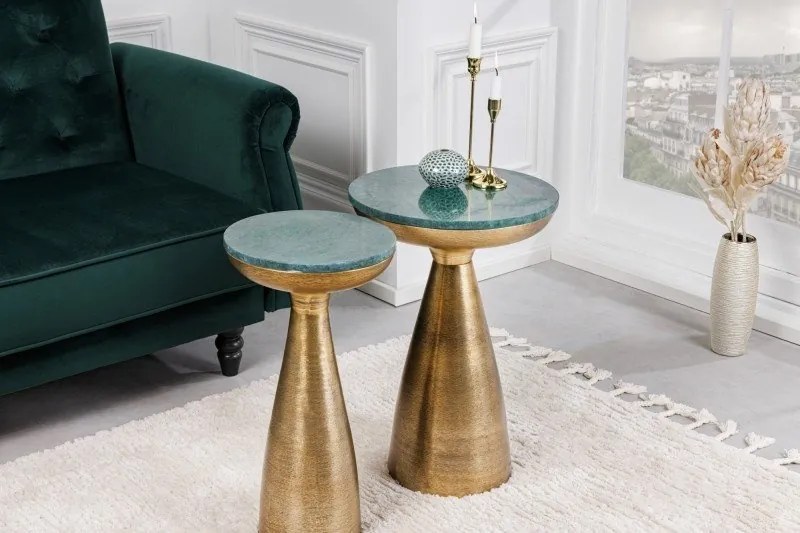 Masuta design industrial Elements 40cm, verde / auriu