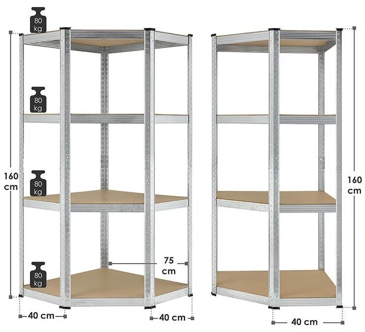 Juskys Raft de colt - 160x75x40-75 cm