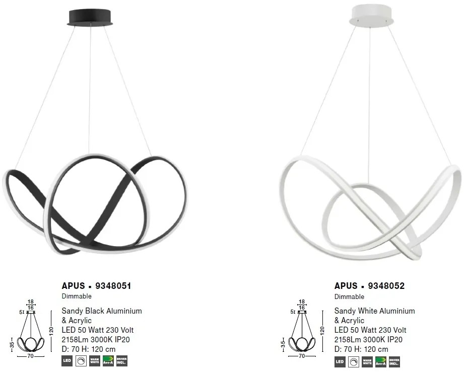 Lustra LED suspendata design modern APUS alba NVL-9348052