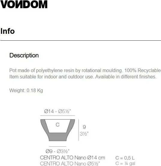 Ghiveci plante design decorativ modern interior / exterior HIGH CENTRE mini 14x9cm