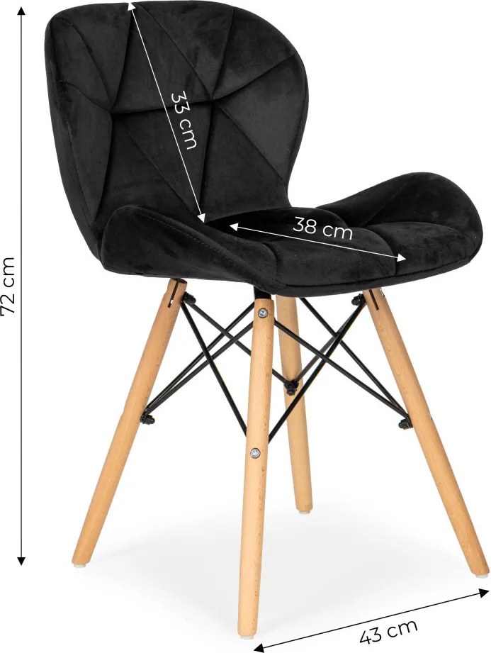 Set de 4 scaune din catifea negru