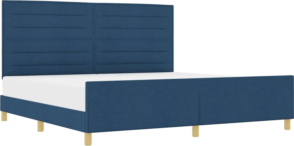 vidaXL Cadru de pat cu headboard albastru 200 x 200 cm țesătură