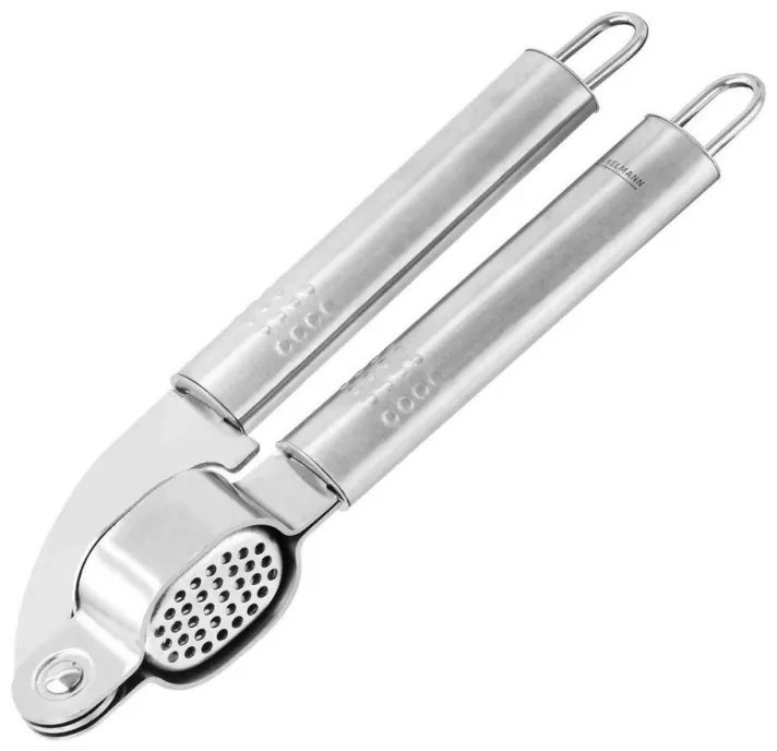 Presa pentru usturoi Fackelmann 40445, 19 cm, Otel inoxidabil, Carlig pentru agatat, Argintiu