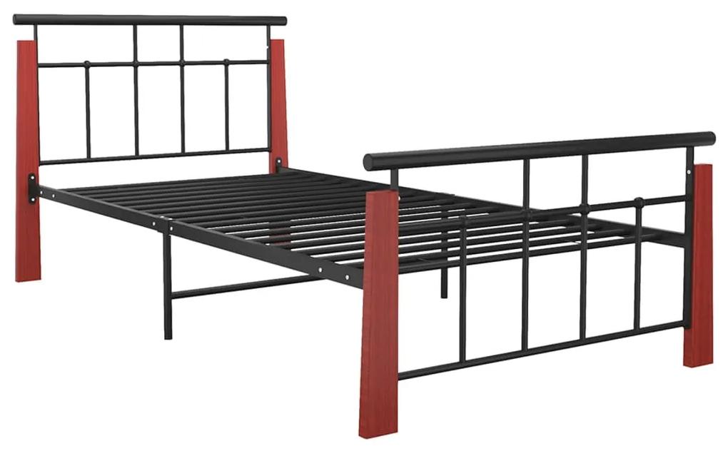 324891 vidaXL Cadru de pat, 100x200 cm, metal și lemn masiv de stejar