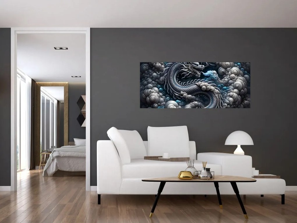 Tablou – Dragon în fum (120x50 cm)