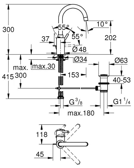 GROHE 32629002 - Baterie pentru lavoar CONCETTO, mărime L, crom lucios