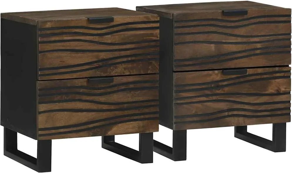 vidaXL Dulap de noapte cu sertar 2 pcs castan 40 x 33 x 46 cm