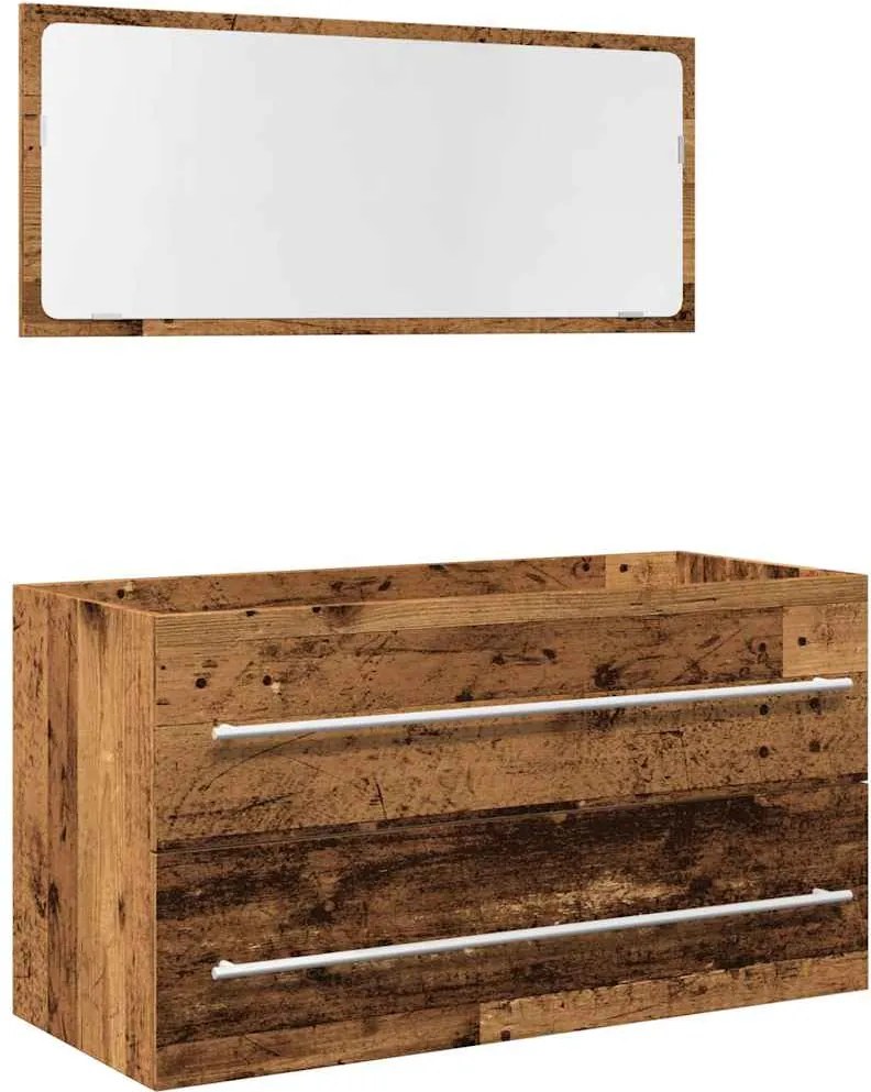 vidaXL Set mobilier de baie, 2 piese, lemn vechi, lemn prelucrat