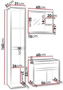 Mobilier baie Garmana (matera + breslau castan) (cu baterie Economico BYU 020M și sifon). 1103936