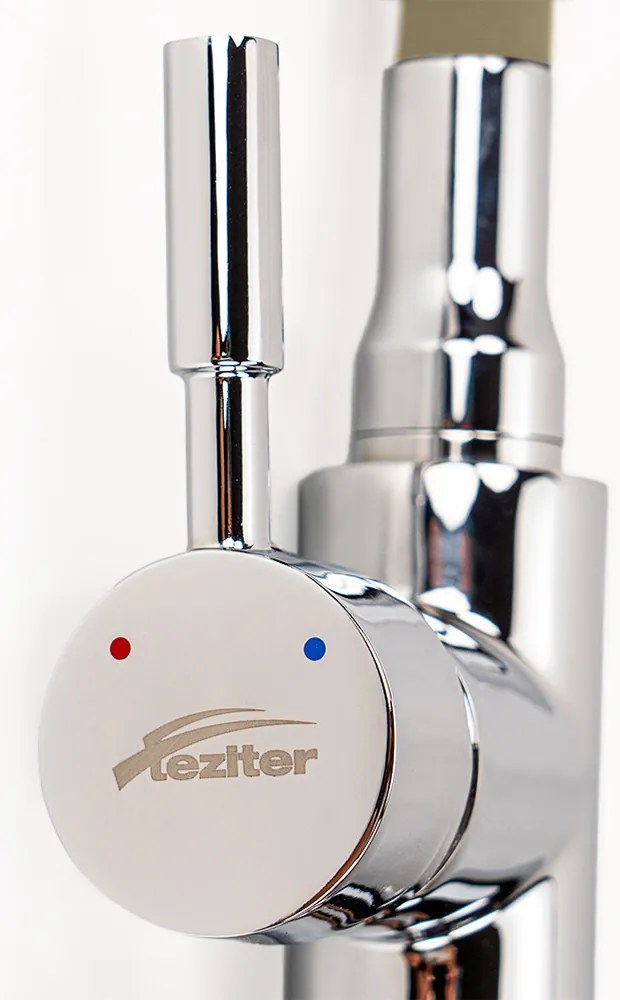 Robinet mixer pentru chiuvetă cu piedestal Corin cu gura de scurgere flexibilă bej