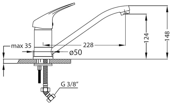 ALVEUS SETA265 - Chiuvetă de bucătărie ZOOM+baterie pentru chiuvetă RIVIERA 14,8 cm satinat/crom