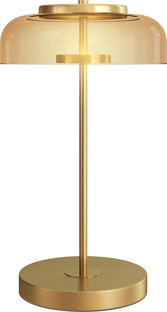 HOMCOM Lampă de masă Lampă cu lumină LED caldă, bază metalică, abajur din sticlă chihlimbar, Ø23 x 40H cm, Auriu | Aosom Romania