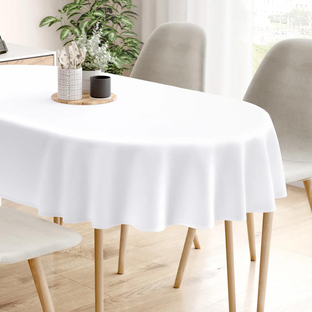 Goldea față de masă decorativă rongo deluxe - alb cu luciu satinat - ovală 140 x 180 cm