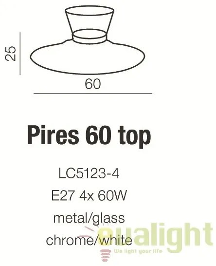 Lustra aplicata plafon design modern 60cm Pires Top