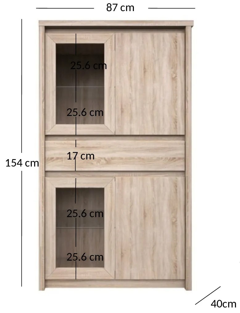 Vitrină Noella (Stejar sonoma). 1053134