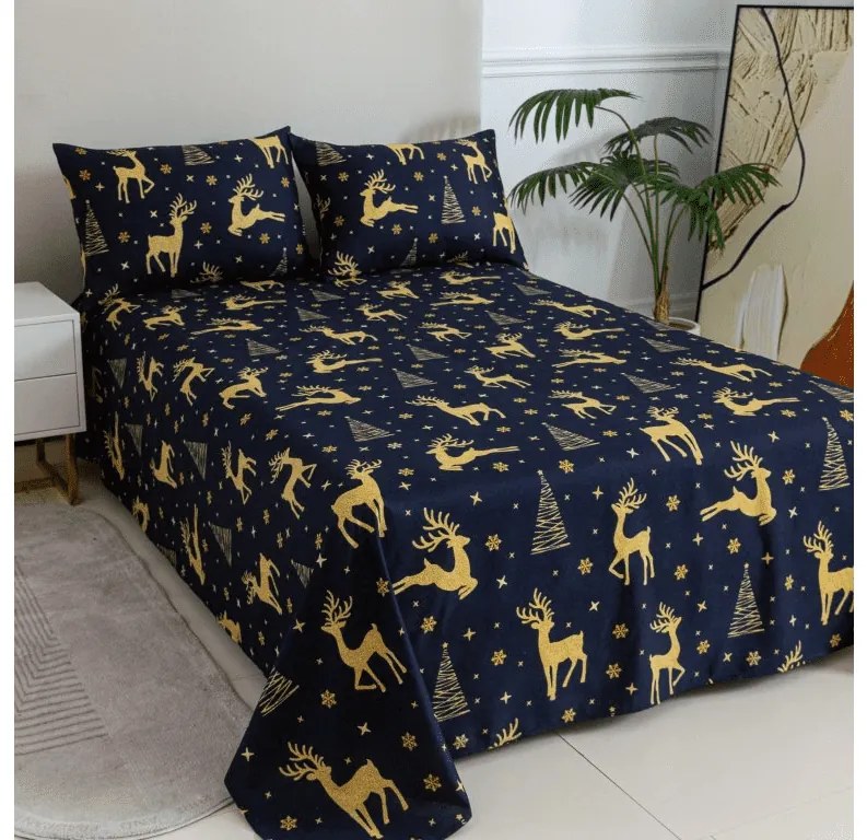 Cearsaf si fata de perna GOLDEN DEER Dimensiune: 2 ks 50 x 70 cm | 200 x 240 cm