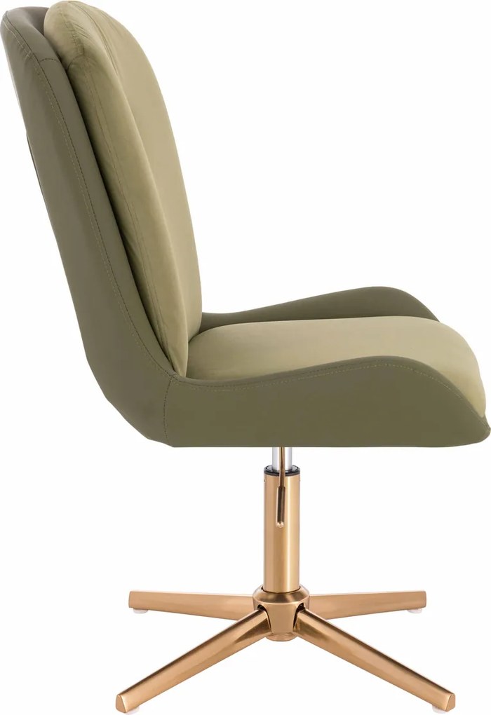 HR690CROSS Scaun Velvet&amp;soft Piele Pu Măsline/Khaki Bază Aurie