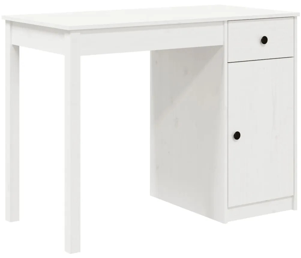 vidaXL Birou, alb, 100x50x75 cm, lemn masiv de pin
