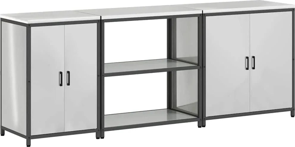 vidaXL Set de depozitare pentru bucătărie cu raft 3 pcs Argintiu