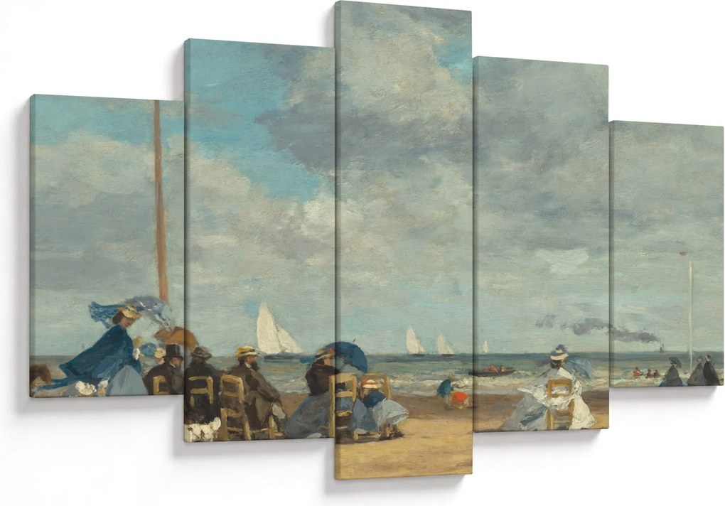 Tablou - Eugène Boudin, Beach  at Trouville, reproducere (150x105 cm)