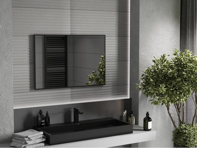 Mexen Loft oglindă de baie dreptunghiulară 90 x 60 cm, ramă neagră - 9852-090-060-000-70