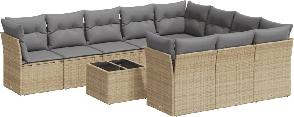 vidaXL Set canapele de grădină cu perne, 11 piese, bej, poliratan