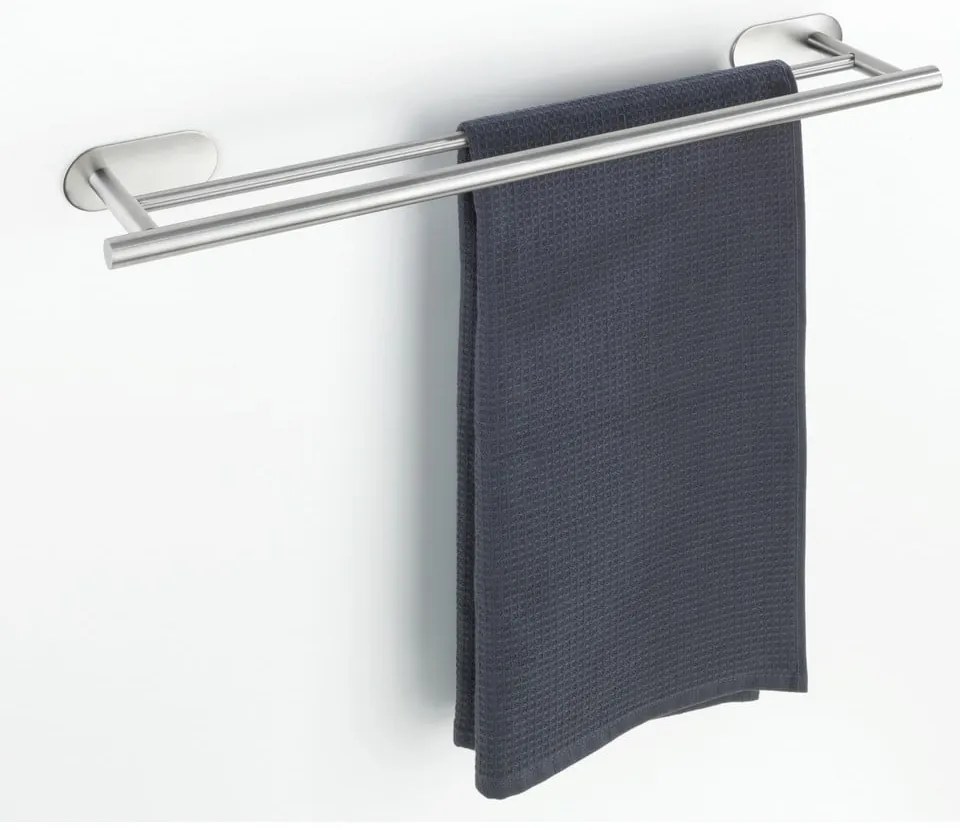 Suport pentru prosoape argintiu mat autoadeziv din oțel inoxidabil Orea Duo – Wenko