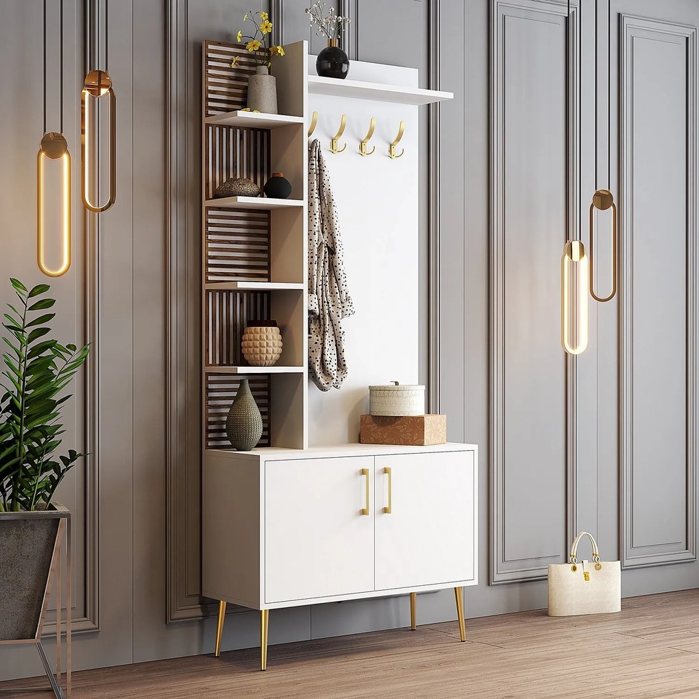 Mobilier hol Valery D (Alb + Auriu). 1089147