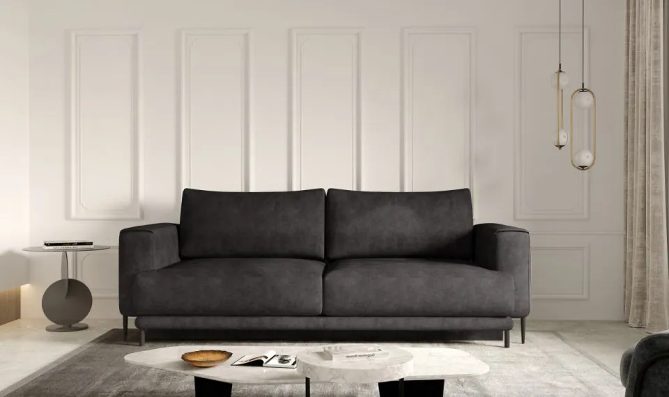 Canapea tapitata, extensibila, cu spatiu pentru depozitare, 260x90x95 cm, Dalia 01, Eltap (Culoare: Gri pepit / Marte 130)