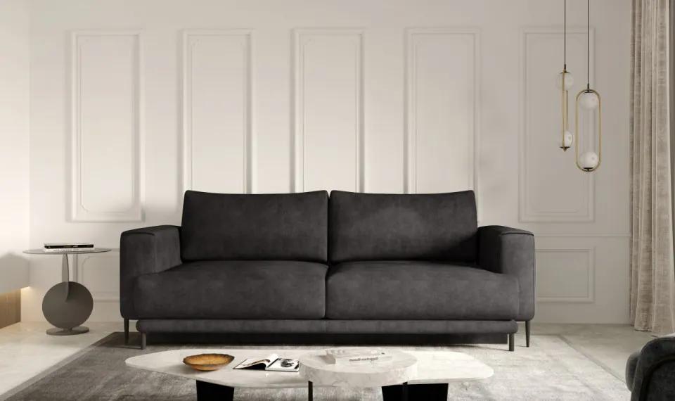 Canapea tapitata, extensibila, cu spatiu pentru depozitare, 260x90x95 cm, Dalia 01, Eltap (Culoare: Negru / Velvetmat 10)