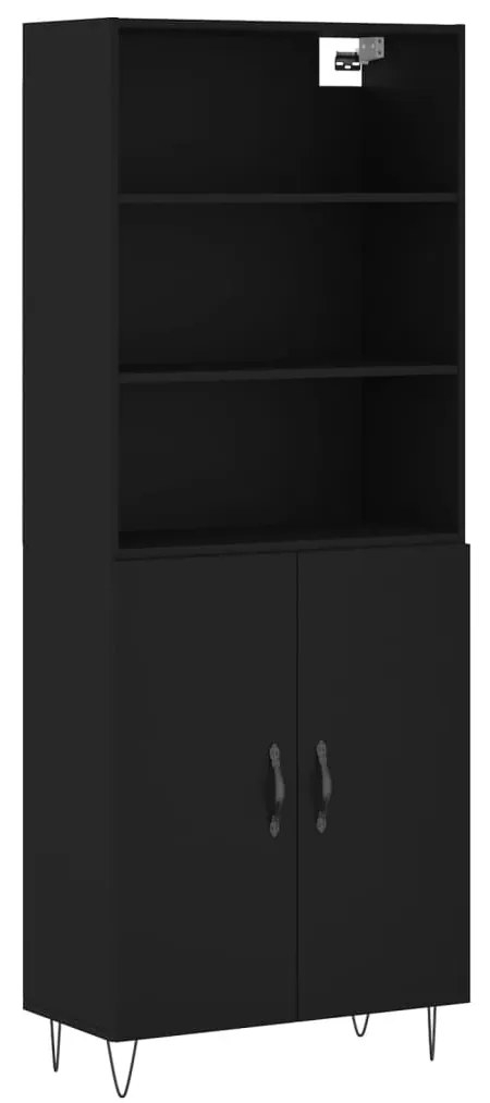 3189246 vidaXL Dulap înalt, negru, 69,5x34x180 cm, lemn compozit