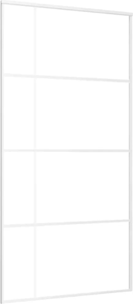 vidaXL Ușă glisantă, alb, 102,5x205 cm, sticlă mată ESG și aluminiu
