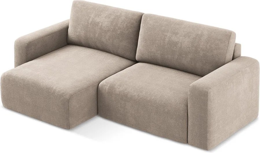 Colțar bej extensibil/cu spațiu de depozitare cu tapițerie din chenille (cu colț pe partea stângă/cu șezlong) Kona – Makamii