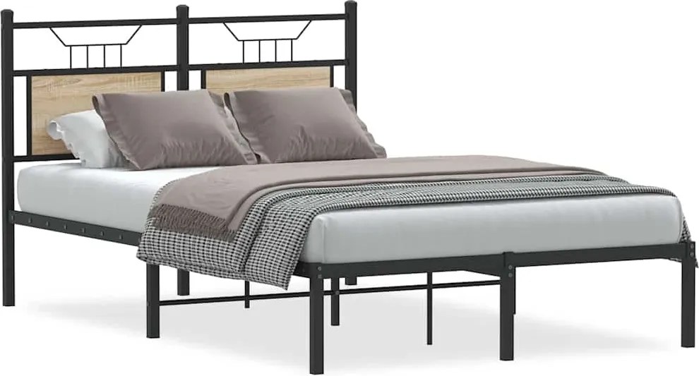 vidaXL Cadru pat fără saltea stejar sonoma 120x190 cm, lemn prelucrat