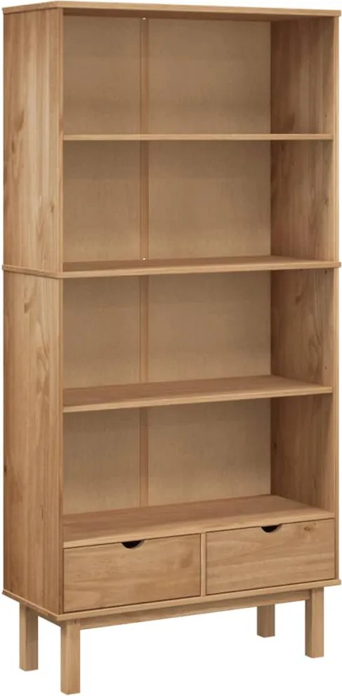 vidaXL Bibliotecă „OTTA” cu 2 sertare, maro, lemn masiv de pin